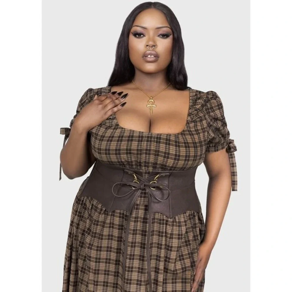 killstar wetland bat peplum corset belt brown XS-S